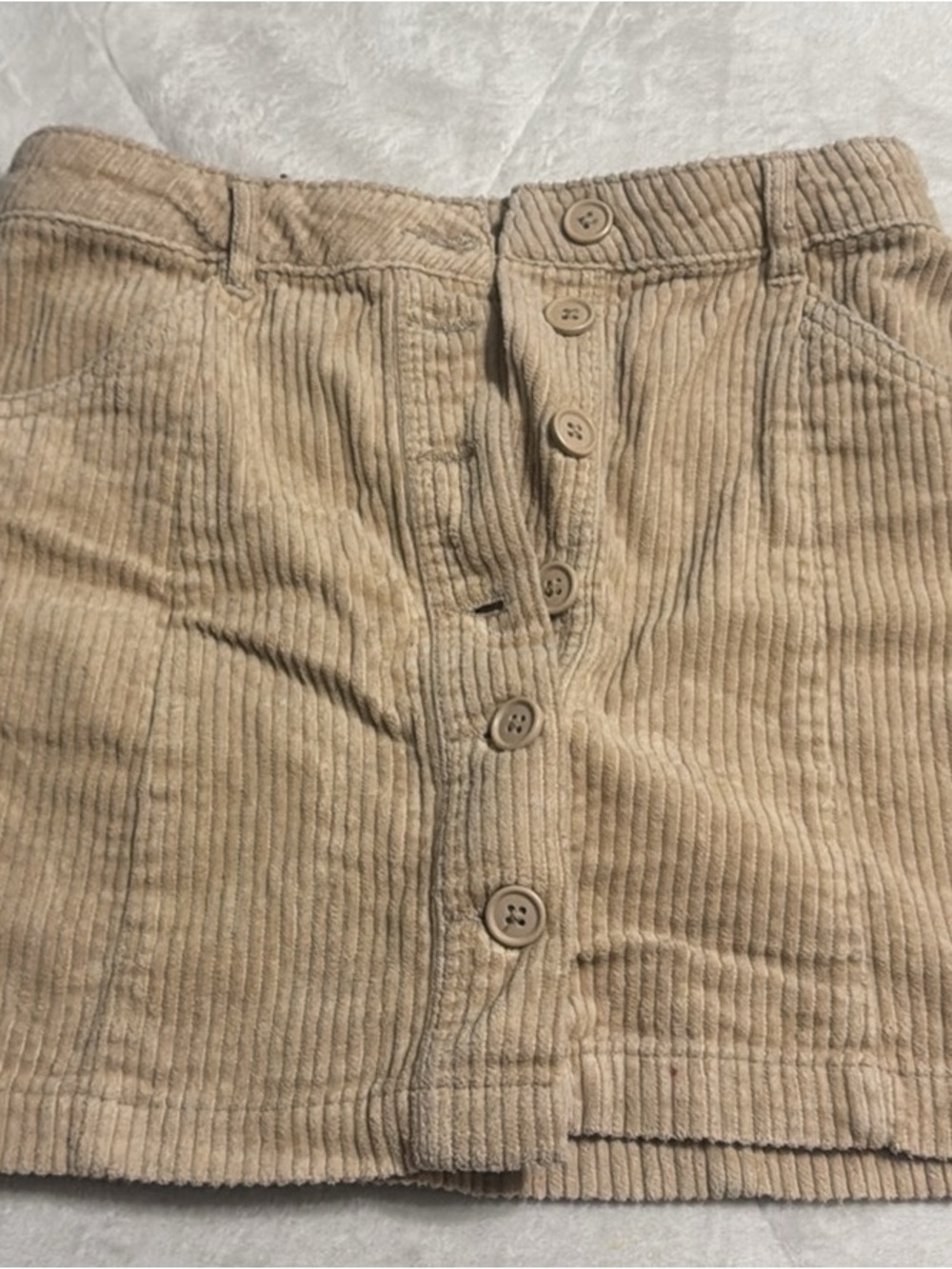 Forever 21 Beige Corduroy Button-Front Mini Skirt